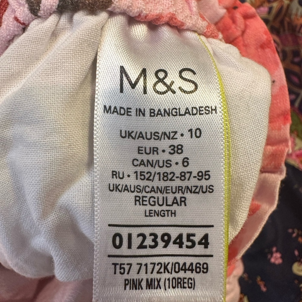 Marks & Spencer Pink Floral Cropped Wide-Leg Pants - Picture 12 of 12